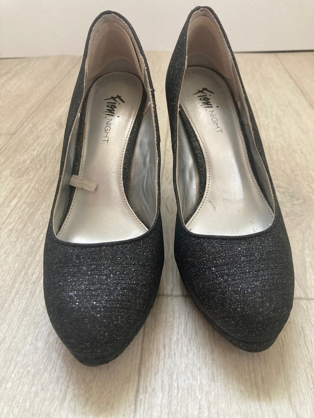 Fioni Charcoal Sparkly Heels, Size 6.5